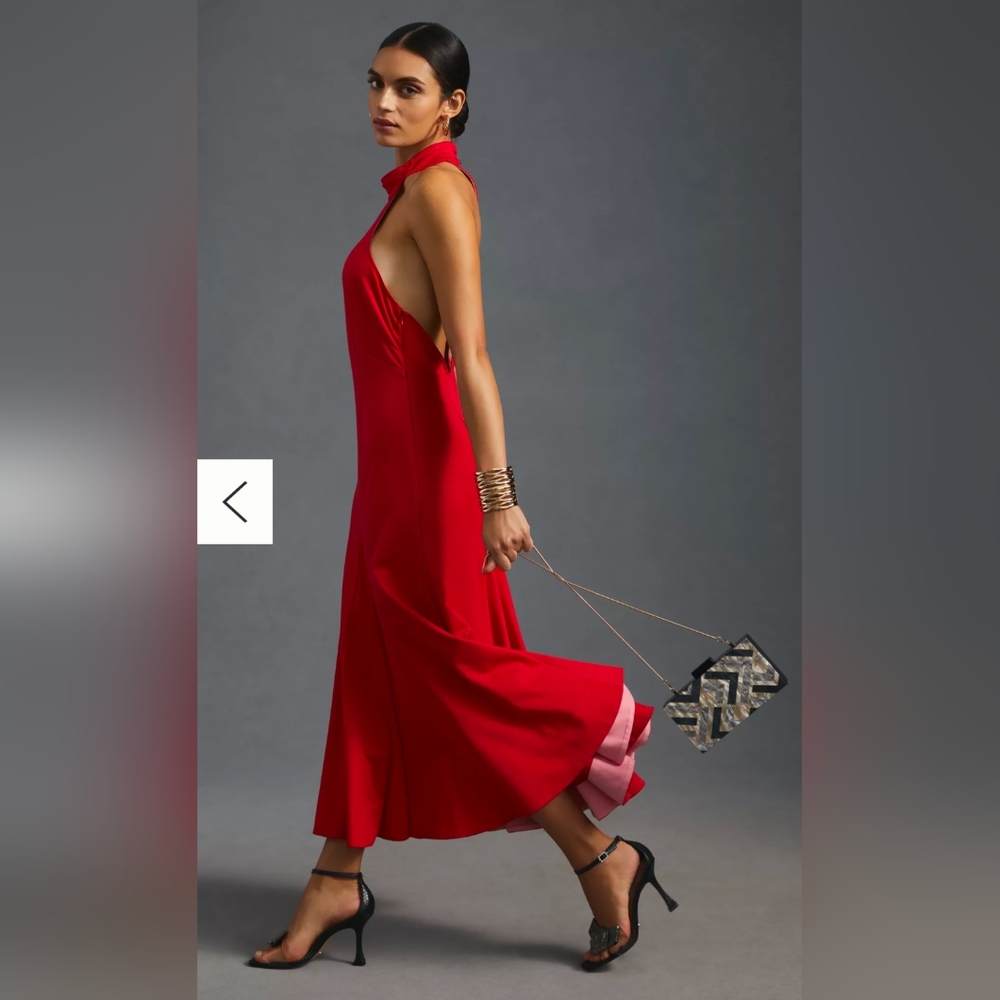Maeve Red Halter-Back Midi Dress - Picture 8 of 13